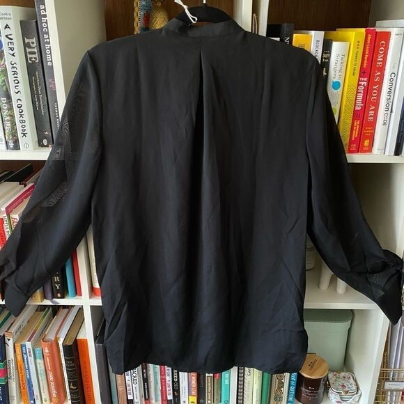 3.1 Phillip Lim Black Sheer Button-Up Crystal Tuxedo Blouse Women Size S - Picture 9 of 9